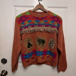 Jordache Orange and Green Sweater